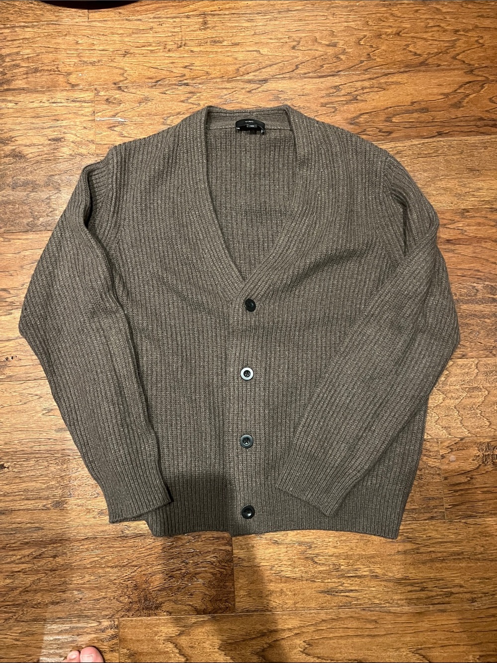 Vince Men's Ribbed Button-Front Cardigan Sweater - Brown